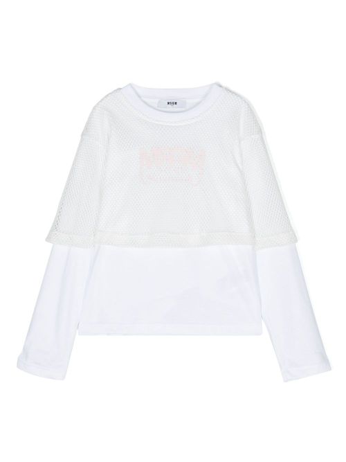 Logo-printed layered T-shirt - White