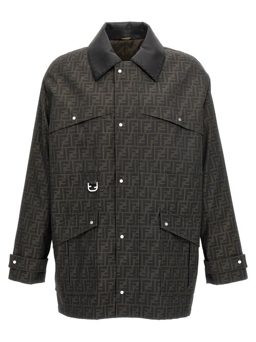 Logo-Jacquard Jacket — Brown