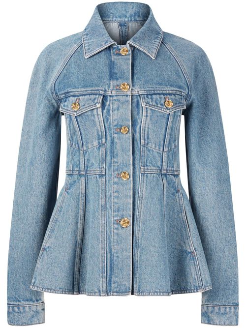Peplum Denim Jacket - Blue