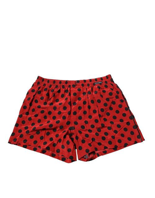 Polka Dot Silk Boxer Shorts — Red