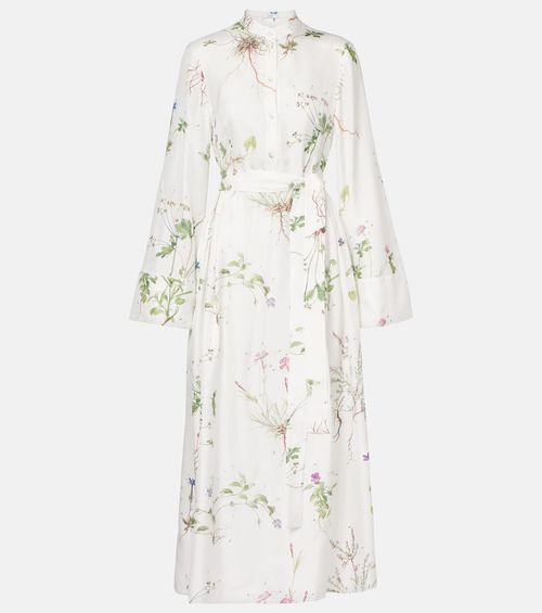 Floral printed silk midi dress