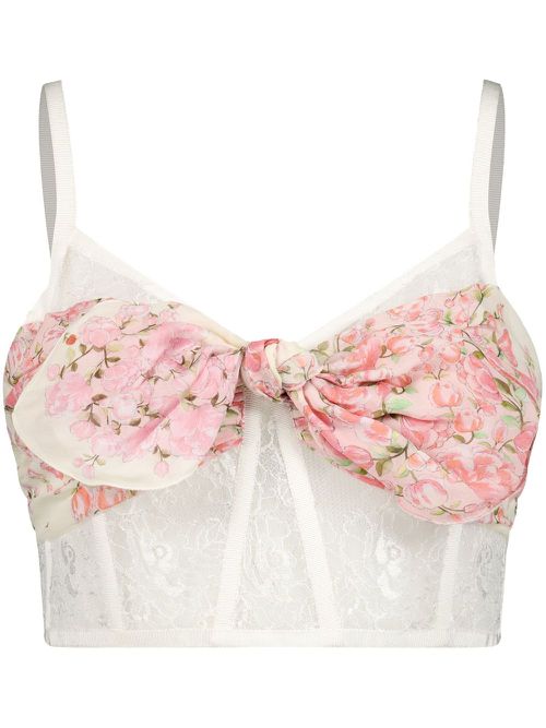 Bow-embellished bralette top - White