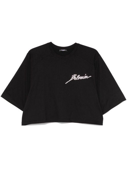 Crystal-embellished T-shirt - Black