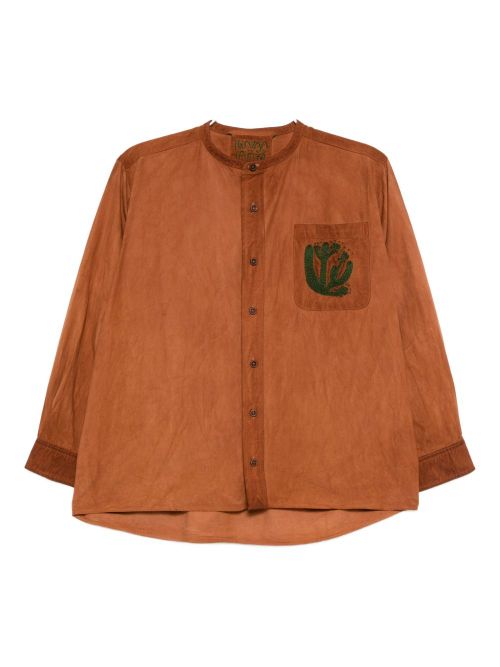 Hand embroidery shirt - Brown