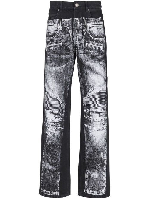 Trompe l'oeil-print jeans - Black