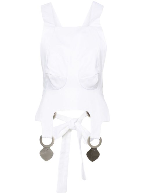 Square-neck cotton crop top - White