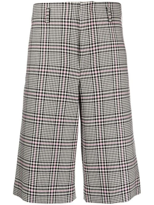 Houndstooth knee-length wool shorts - Black