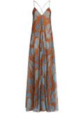 Floral-print silk maxi dress - Blue