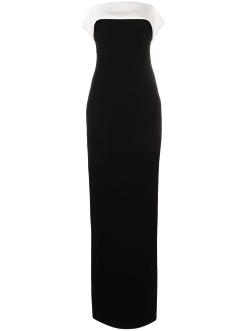 Colour-block off-shoulder maxi dress - Black