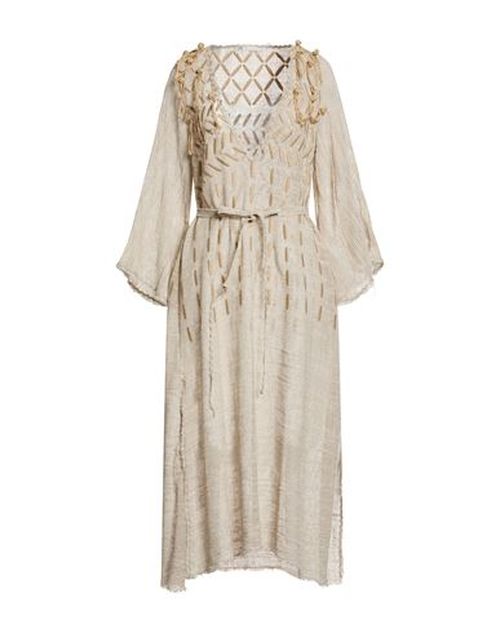 Woman Midi dress Beige Size S Cotton