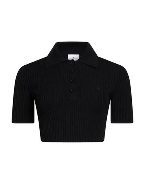 Courrèges Woman Polo shirt Black Size M Viscose, Polyester