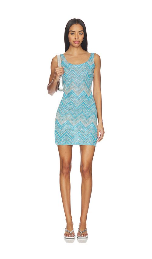 Luli Fama Bodycon Tank Mini Dress in Baby Blue. M. Also in L