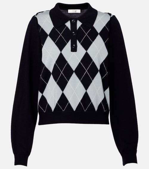 Argyle wool-blend polo sweater