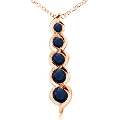 Angara 0.66 Carat Five Stone Round Blue Sapphire Journey Pendant in 18K Rose Gold
