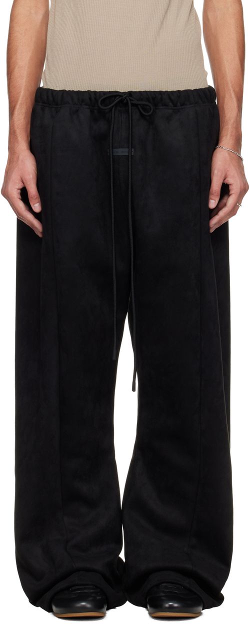 Black Holiday Flare Faux-Suede Sweatpants