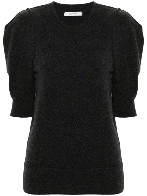 Short-sleeve knitted top - Grey