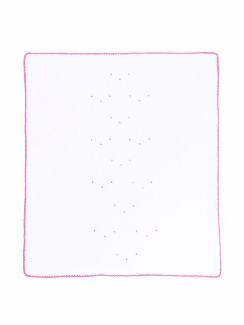 Embroidered cotton blanket - White