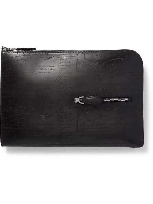 벨루티 남성 Nino Scritto Venezia Leather Pouch - Men - Black 0400649105188