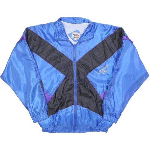 MARATHON KING Mens Blue & Black Retro Sports Jacket XL Polyester Blend Zip