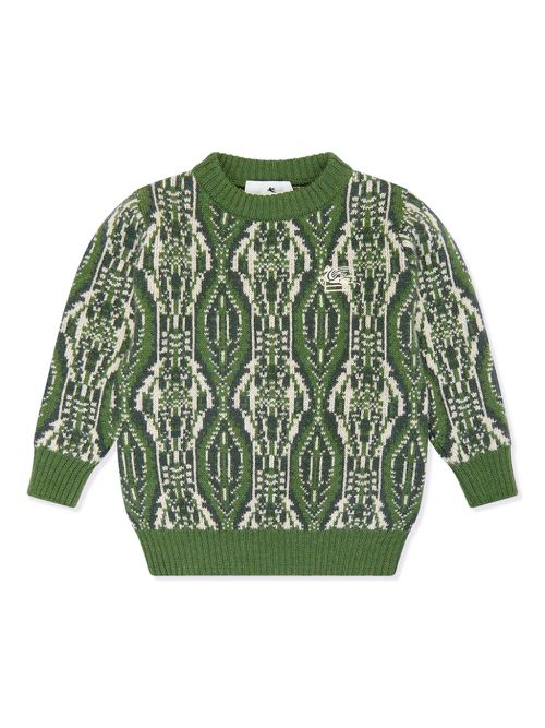 Intarsia-knit logo jumper - Green
