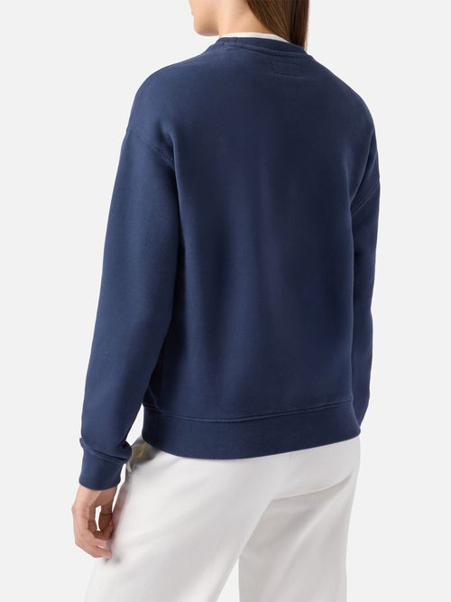 Stardust Cotton Sweatshirt Blue With St. Barth Sport Club Print - Women