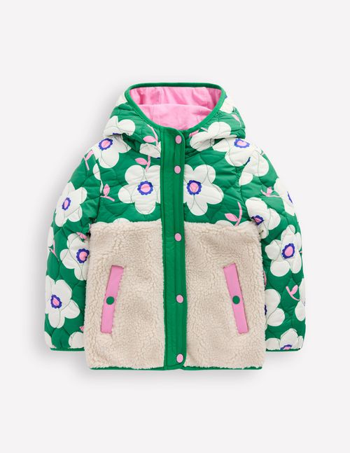 Janie Borg Mix Jacket Rich Emerald Green Giant Daisy Girls