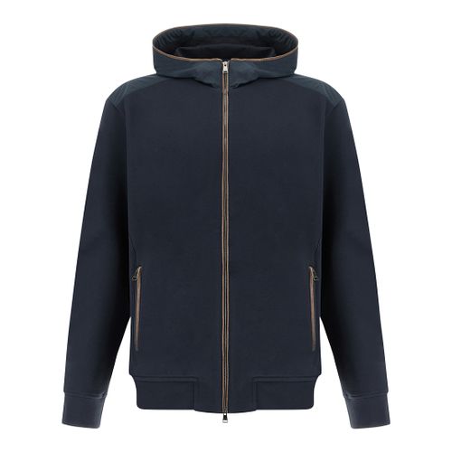 X‑Soft zip‑up sweatshirt in viscose with Alcantara® details, Man, Blue