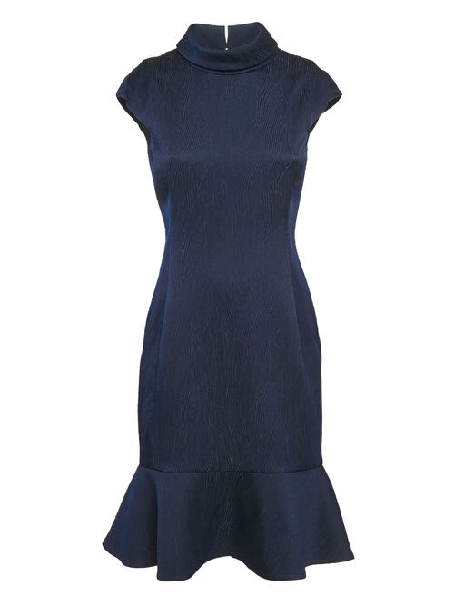 Mock-neck peplum dress - Blue