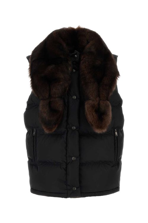 Black Re-nylon Sleeveless Down Jacket