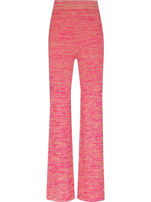Rib-knit wide-leg trousers - Pink
