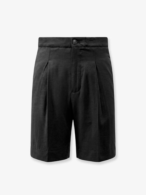 Modal Blend High-Waist Bermuda Shorts — Black
