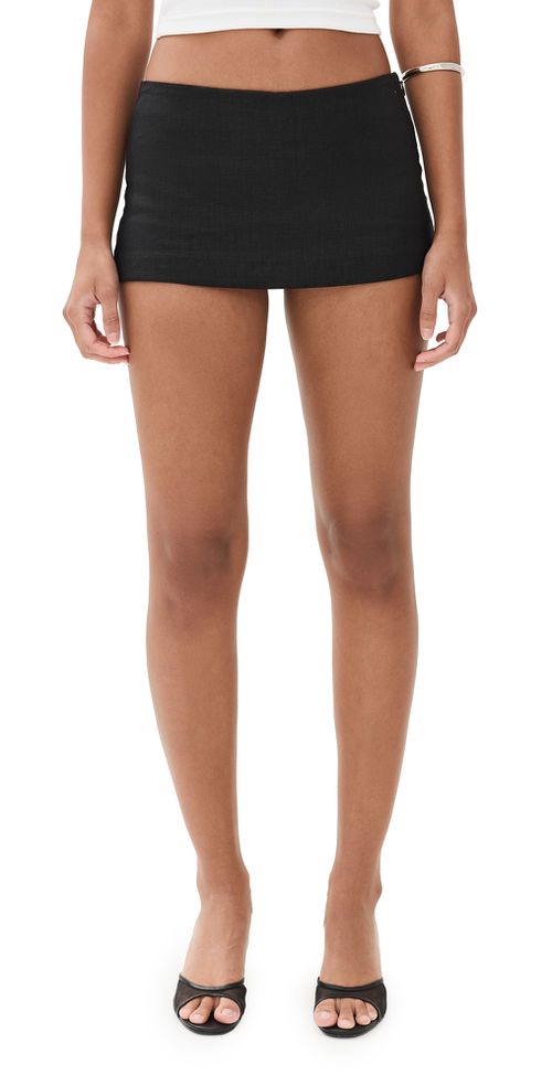 Mia Low Waist Linen Skort Black