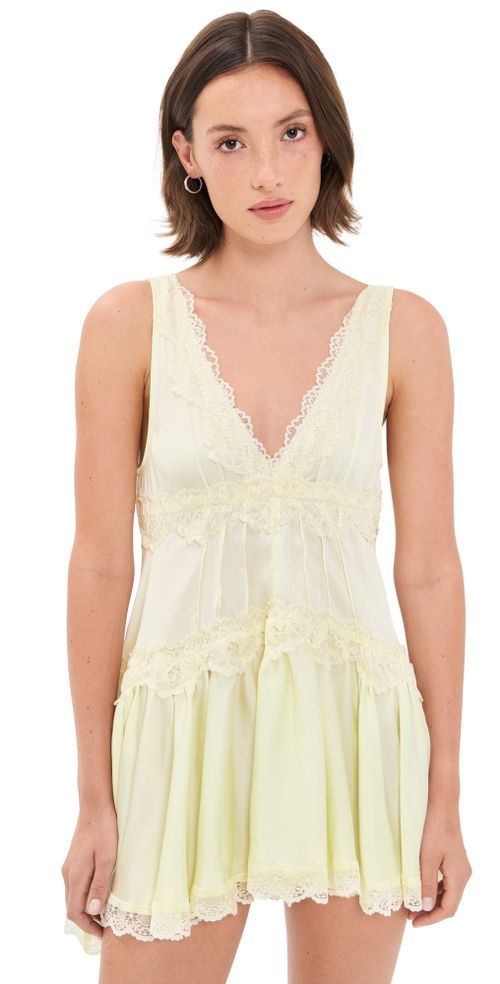 In This Groove Mini Slip Dress Lemon Ice