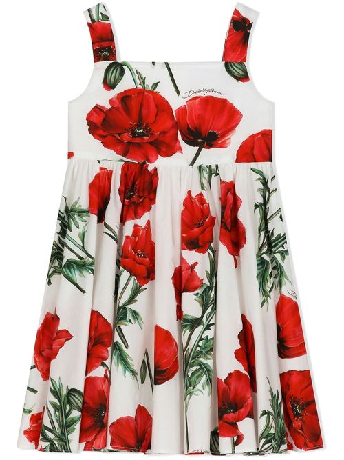 Floral-print sleeveless dress - White