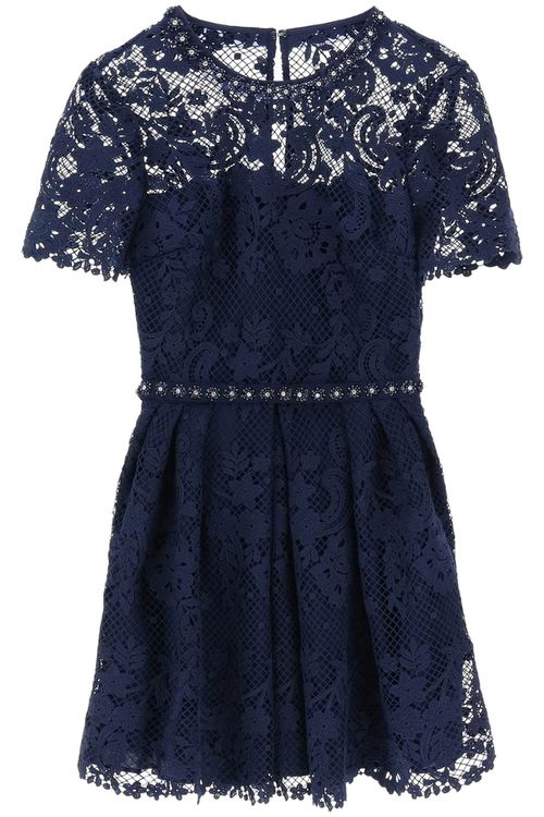 Floral Lace Mini Dress With Appliques