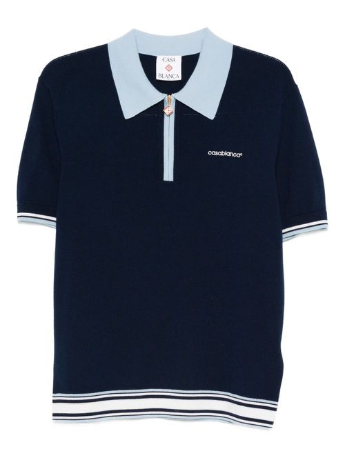 Zip-front polo shirt - Blue