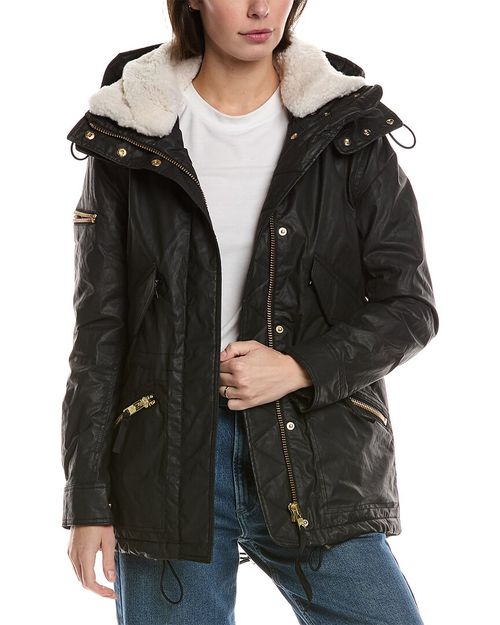 Devon Shearling-Trim Coat
