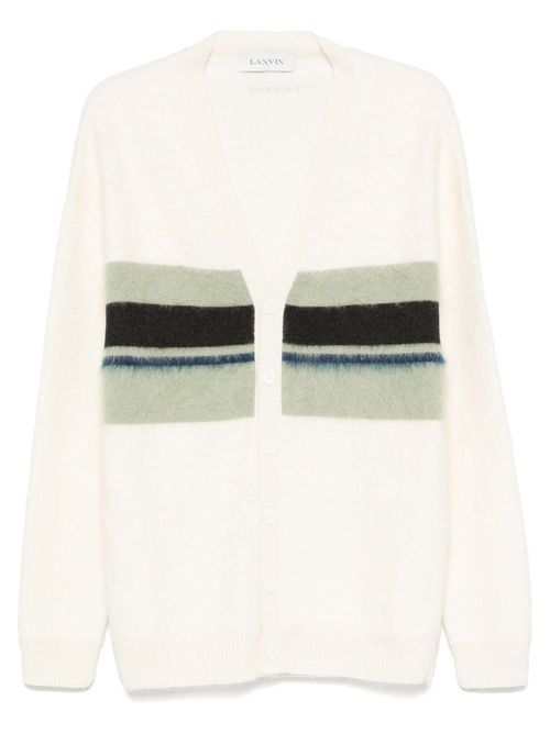 Stripe-detail cardigan - White