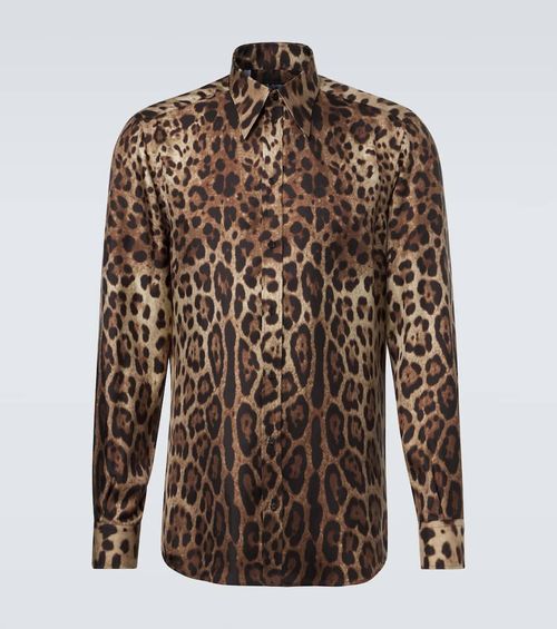 Leopard-print silk shirt