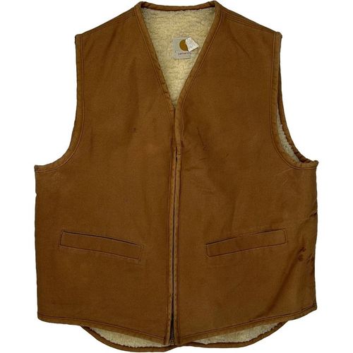 Made In USA 1970S Carhartt Gilet - Large Brown Cotton