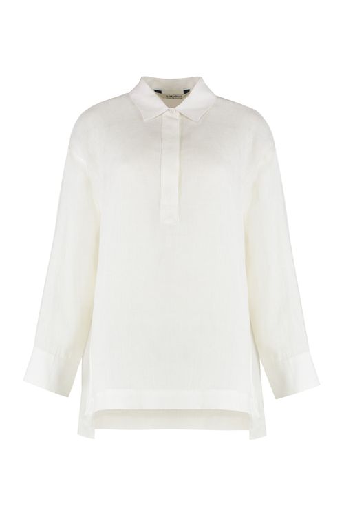 Sleek Linen Shirt with Side Slit Hem