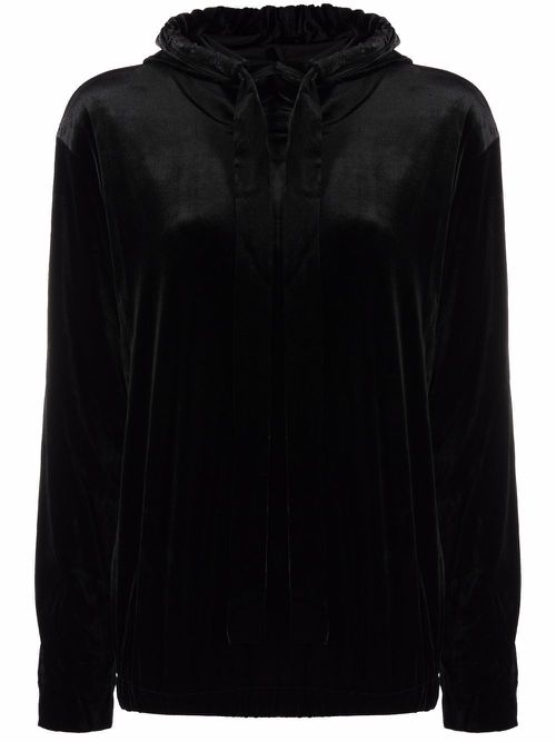 Long-sleeve hoodie top - Black