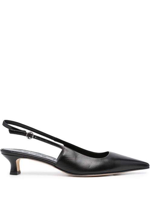 50mm pointed-toe leather pumps - Black