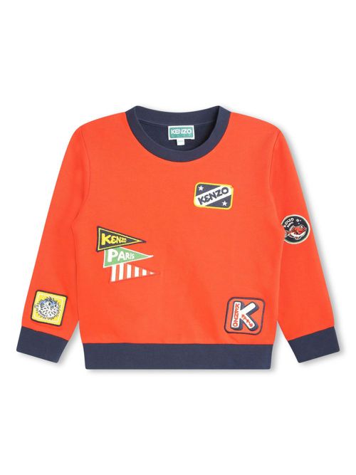 Logo-print cotton-blend sweatshirt - Red