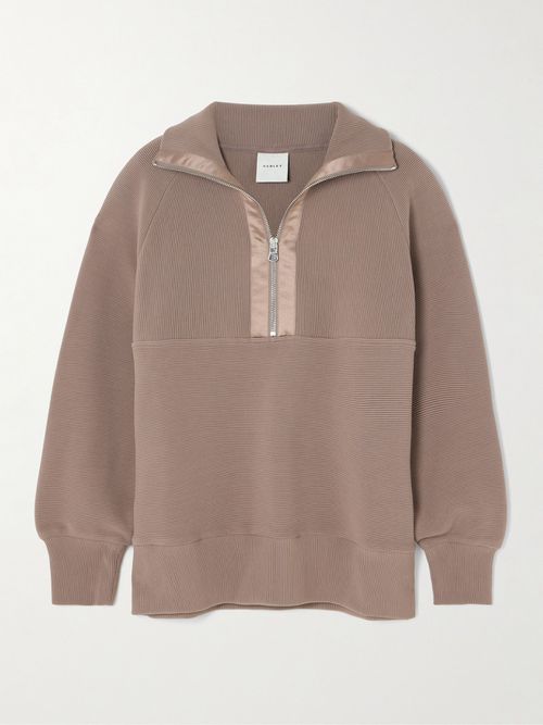 Lismore Satin-trimmed Ribbed Cotton-blend Sweater