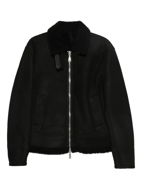 Men's Suede Jacket with Fur Lining - Adjustable Leather Belt