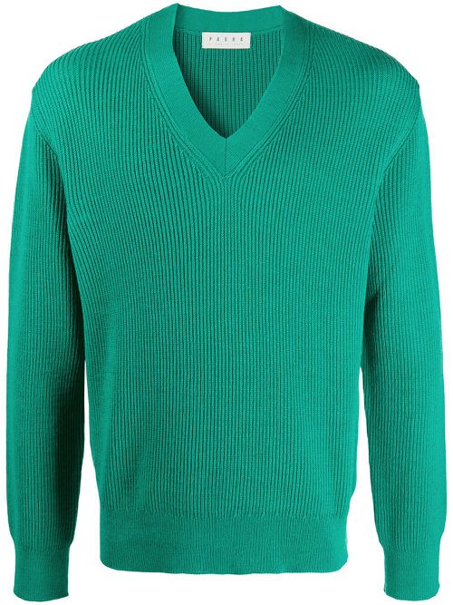 V-neck knitted jumper - Green