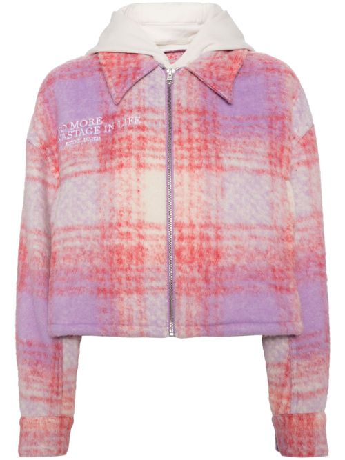 Checked hooded jacket - Pink