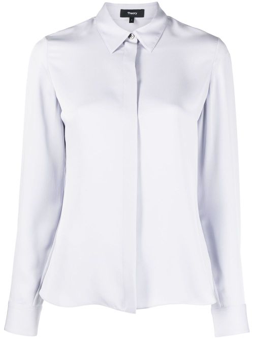 Spread-collar silk shirt - Purple