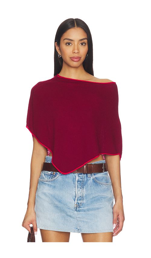 Frankies Bikinis Scout Knit Poncho in Ember in Red. S/M. Also in